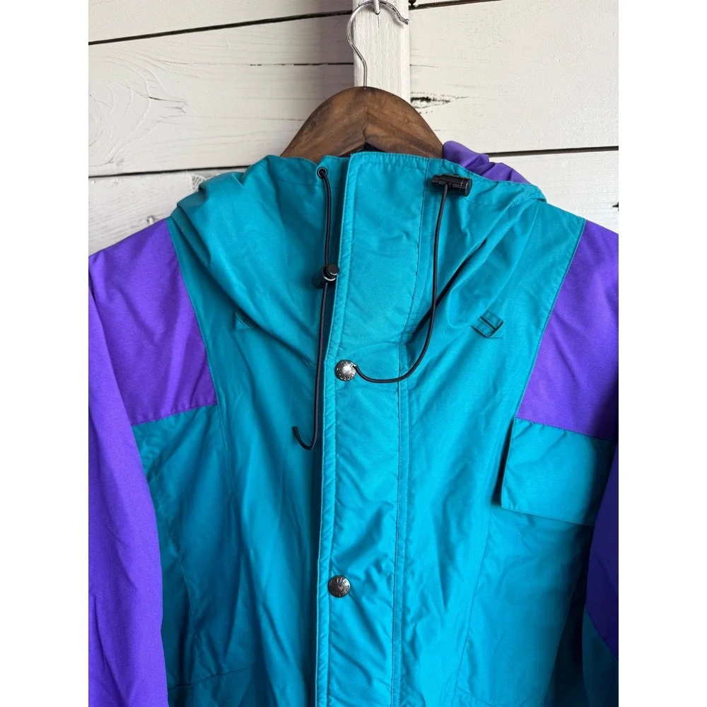 The North Face Vintage Mountain Jacket Teal Purple Colorblock Mens Medium Shell